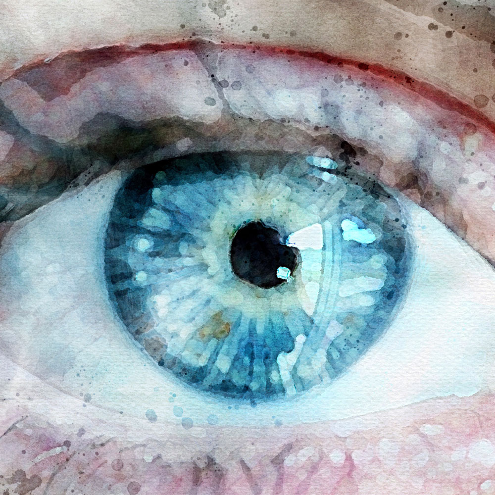 Blue Eye Watercolor Detail View