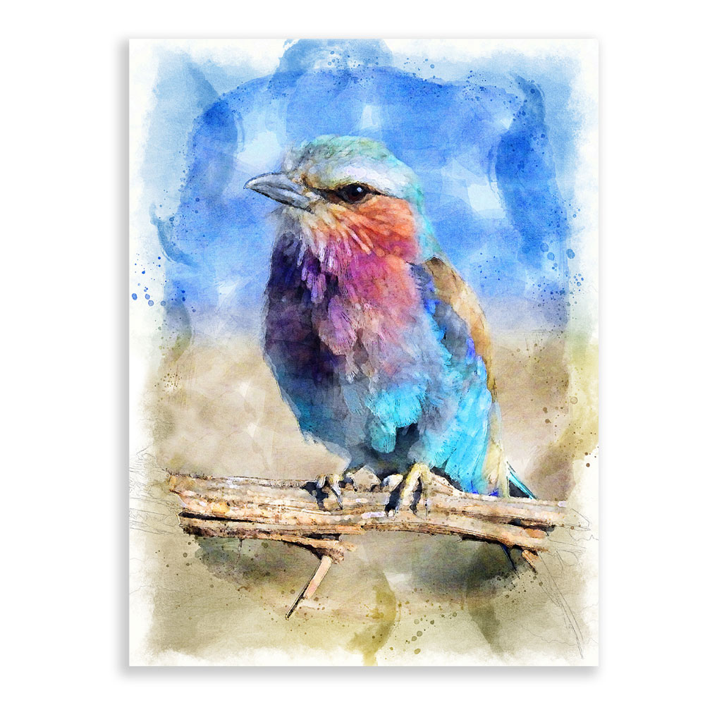 Watercolor Bird Front View